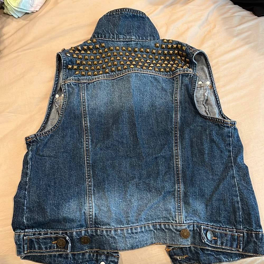 Denim vest with studs